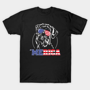 Giant Schnauzer American Flag Merica patriotic dog T-Shirt